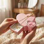 Amora Script Love Diamond Necklace gift unboxing - heart-shaped gift box with rose, perfect romantic gift