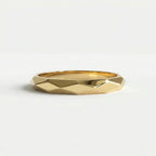 Apex Facet gold band in 14K yellow gold faceted wedding ring front view