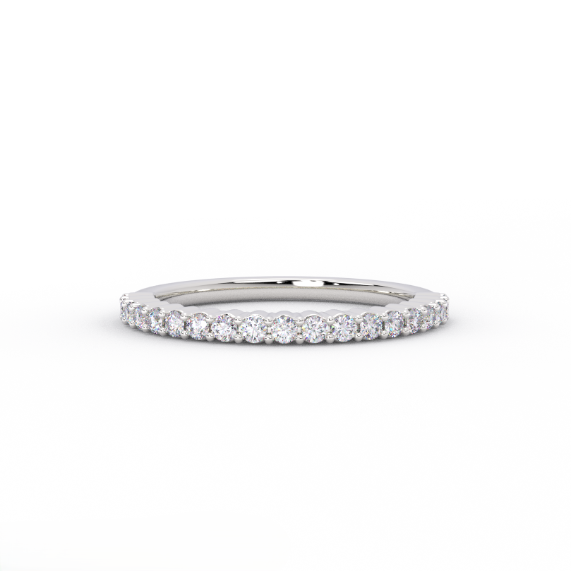 1.5mm micro shared prong diamond wedding band featuring 0.22 CTW lab grown diamonds 14k white gold - front view