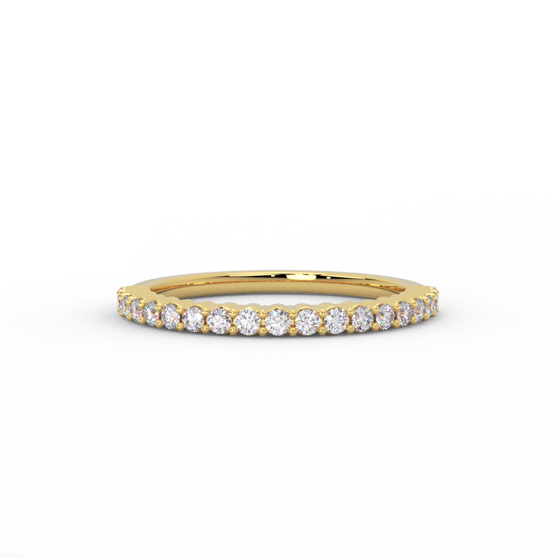 1.5mm micro shared prong diamond wedding band featuring 0.22 CTW lab grown diamonds 14k yellow gold - front view