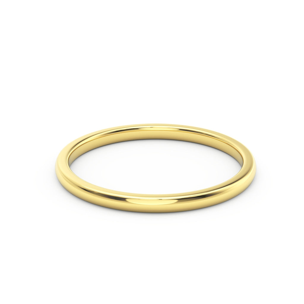 1.5mm high dome 14K yellow gold women’s wedding band – front view