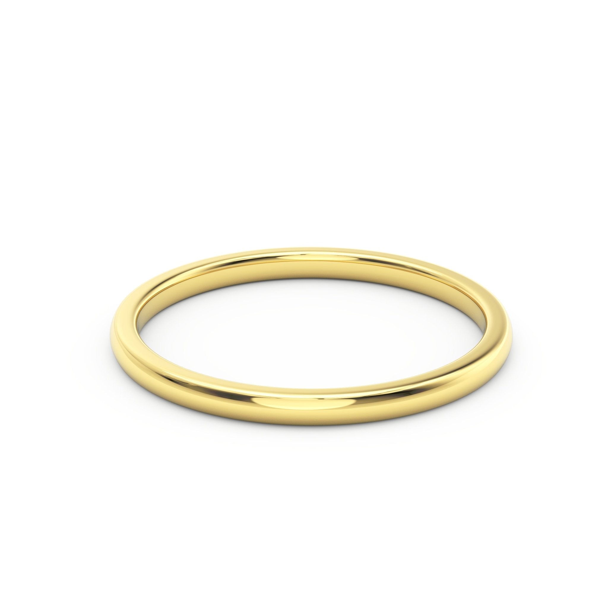 1.5mm high dome 14K yellow gold women’s wedding band – front view