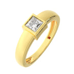 0.50ct princess-cut lab-grown diamond bezel ring in 14K yellow gold – angled vie