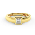 Princess-cut 0.50ct lab-grown diamond bezel ring in 14K yellow gold – front vie