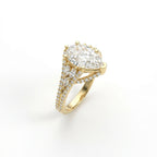 Aurelia Crown Pear Diamond Ring in 14K white gold - front view showing brilliant pear diamond and halo
