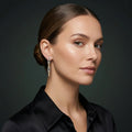Two-tone pave lab-grown diamond paperclip link drop earrings in 14K white and yellow gold