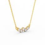 Aurelia Wave Diamond Bar Necklace in 14K yellow gold - angle view showing graduating diamond wave and delicate chain.