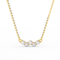 Aurelia Wave Diamond Bar Necklace in 14K yellow gold - front view showing 5-stone wave formation on cable chain.