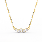 Aurelia Wave Diamond Bar Necklace in 14K yellow gold - front view showing 5-stone wave formation on cable chain.