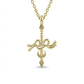 Aurex Aquarius Zodiac Necklace in 14K yellow gold, front view showing full sculptural Aquarius pendant on cable chain