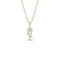 Aurex Leo Zodiac Diamond Necklace in 14K yellow gold, front view showing open Leo glyph with four-pointed star cutout and twin lab-grown diamonds on cable chain