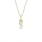 Aurex Leo Zodiac Diamond Necklace in 14K yellow gold, front view showing open Leo glyph with four-pointed star cutout and twin lab-grown diamonds on cable chain