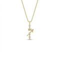 Aurex Sagittarius Zodiac Diamond Necklace in 14K yellow gold, front view showing diagonal arrow glyph with crescent moon accent and three lab-grown diamonds on cable chain