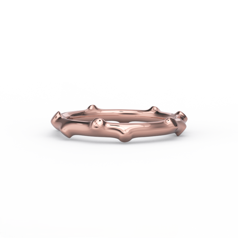 bamboo gold ring in solid 14K rose gold – front view