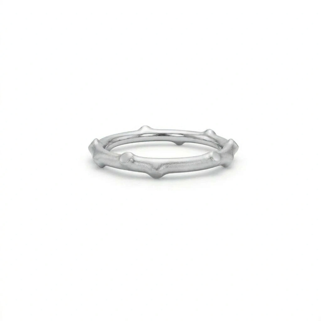 Bamboo gold ring in 14K yellow gold, angled view showing dimensional bamboo segments — Black Pearl of Queens
