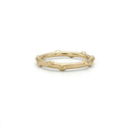 Bamboo gold ring in 14K yellow gold, front view showing raised segmented bamboo profile — Black Pearl of Queens