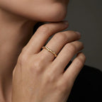Bamboo Lab-Grown Diamond Ring in 14K rose gold on brushed background — Black Pearl of Queens