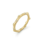 Bamboo Lab-Grown Diamond Ring in 14K white gold on brushed surface, front view — Black Pearl of Queens