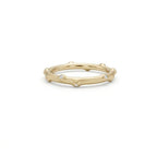 Bamboo Lab-Grown Diamond Ring in 14K yellow gold on brushed background, segmented bamboo profile with diamond accents — Black Pearl of Queens