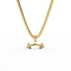 14K yellow gold barbell pendant necklace