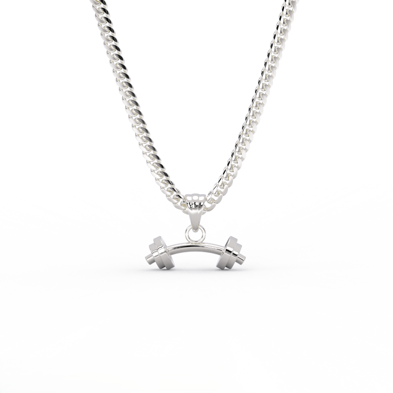 Sterling silver barbell pendant necklace