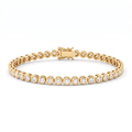 Bezel tennis bracelet in 14K yellow gold with round Lab-Grown Diamonds and box clasp