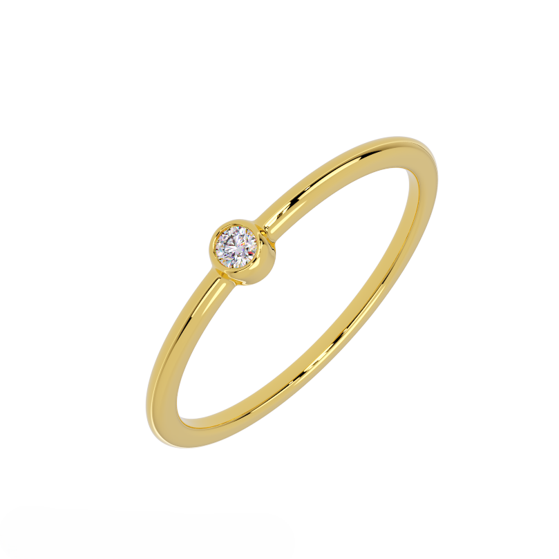 Bezel Set Diamond Band Ring – Solid 14K Gold