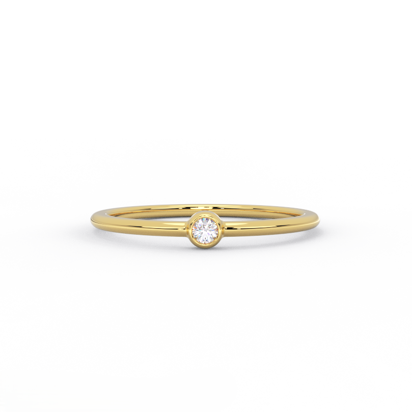 Bezel Set Diamond Band Ring – Solid 14K Gold