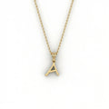 BPoQ Script Initial Necklace in solid 14K yellow gold, letter A pendant, minimalist personalized jewelry