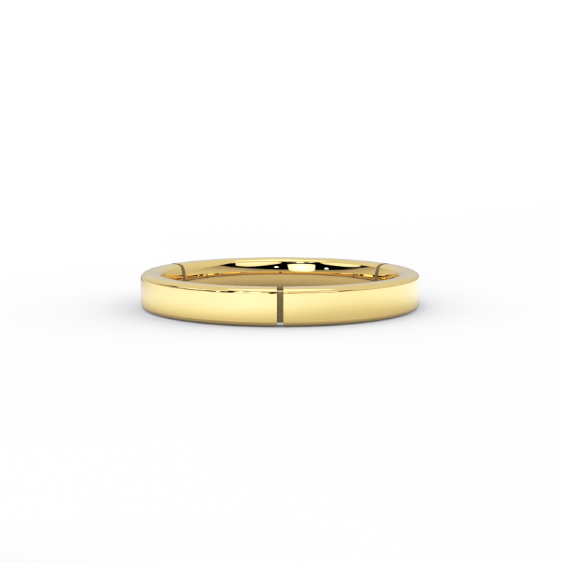 BPQ Triborough Segment 3mm wedding band in 14K yellow gold with sandblasted structural division