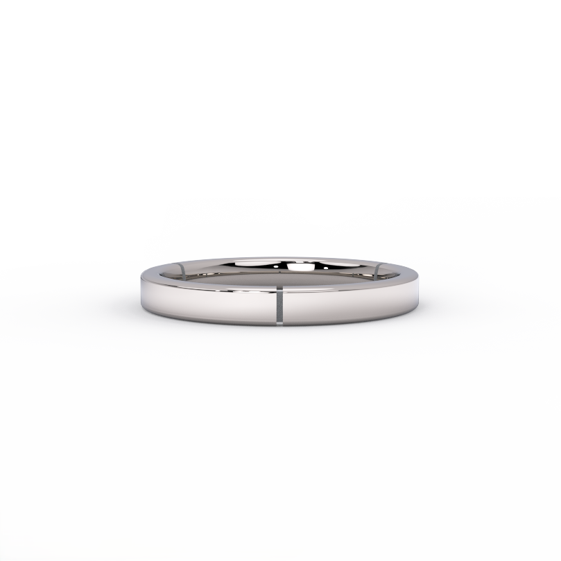 BPoQ Triborough Segment 3mm platinum wedding band with precision-cut structural groove