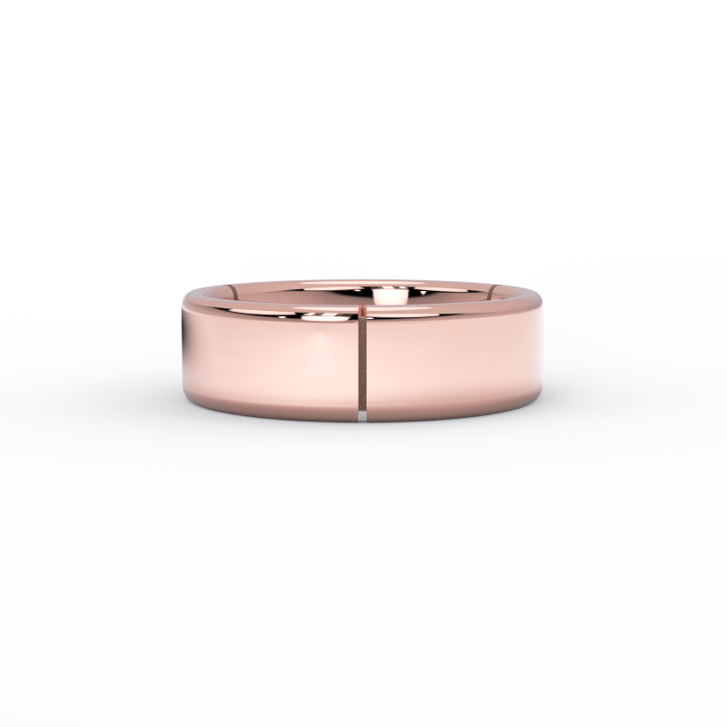 BPQ Triborough Segment 7mm rose gold wide wedding band with structural division
