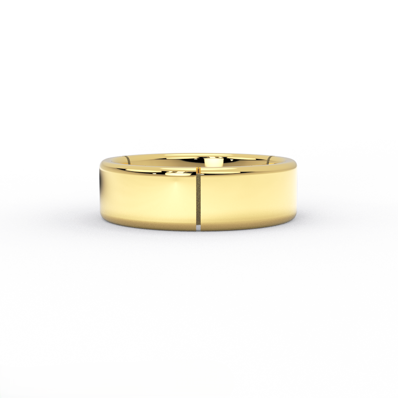 BPQ Triborough Segment 7mm 14K yellow gold bold architectural wedding band