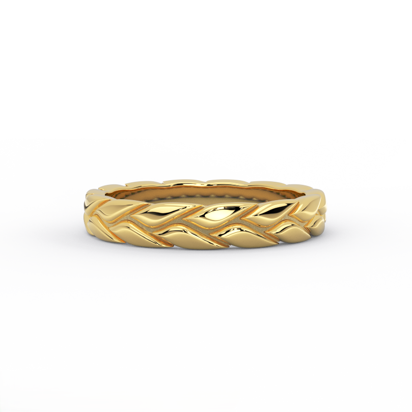 braided gold band in 14k yellow gold front view
