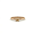 Round natural champagne diamond solitaire engagement ring in 14K brown gold, front view — Black Pearl of Queens