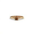 Round natural cognac diamond solitaire engagement ring in 14K brown gold, front view — Black Pearl of Queens