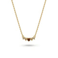 Graduated five-stone natural cognac and champagne diamond curved bar necklace in 14K yellow gold, front view — Black Pearl of Queens