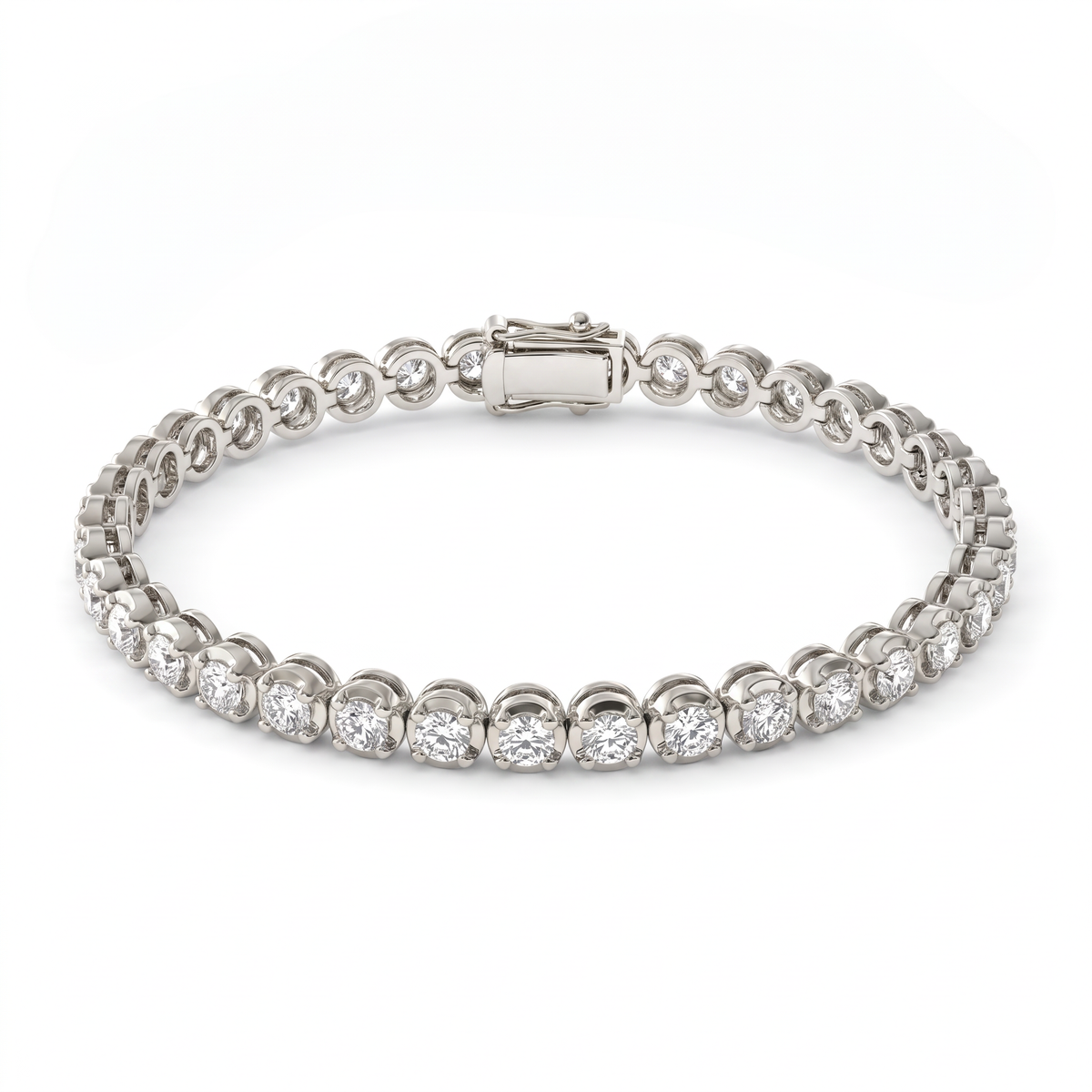 Buttercup tennis bracelet in 14K white gold with round Lab-Grown Diamonds and box clasp