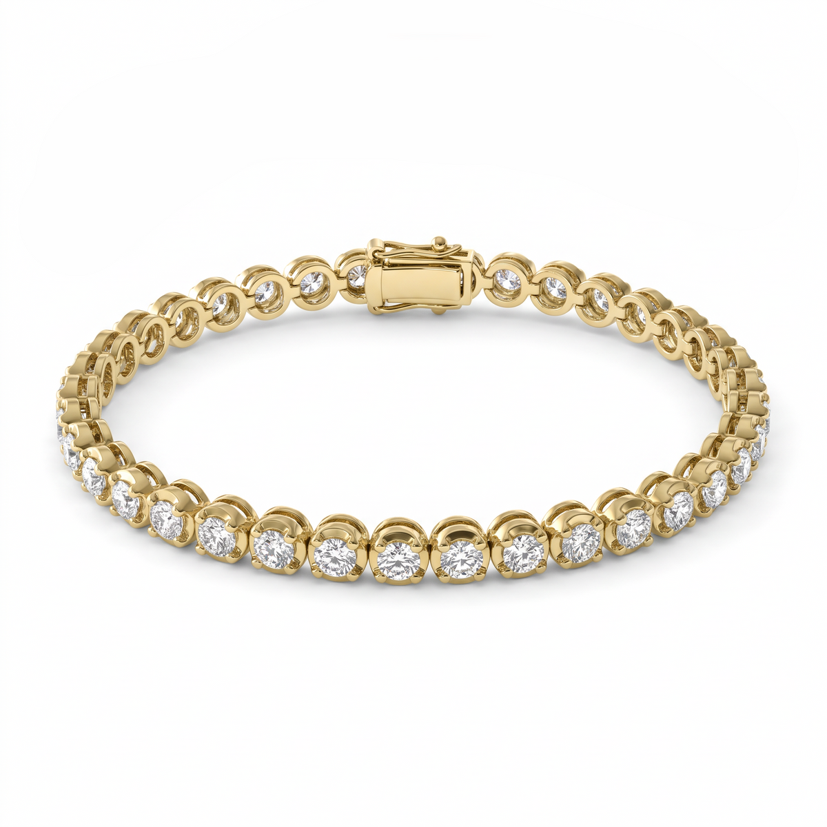 Buttercup tennis bracelet in 14K yellow gold with round Lab-Grown Diamonds and box clasp