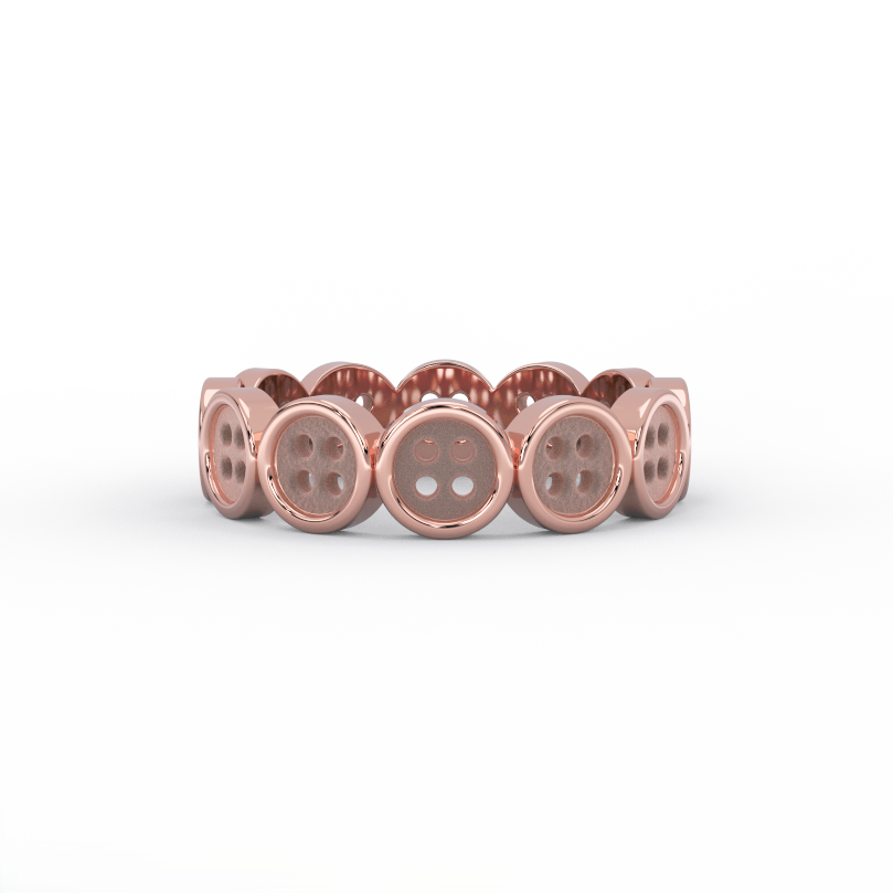 button disc eternity ring in 14k rose gold front view