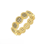button disc eternity ring in 14k yellow gold angled view
