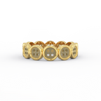 button disc eternity ring in 14k yellow gold front view
