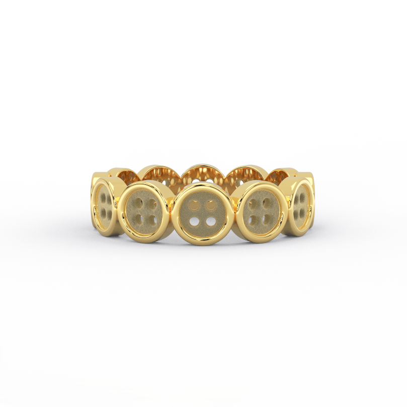 button disc eternity ring in 14k yellow gold front view
