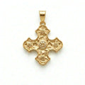 Natural champagne diamond Byzantine cross pendant in 14K yellow gold — hand-textured solid gold, five bezel-set natural champagne diamonds, .34ct, product view