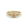 Natural champagne diamond bezel engagement ring in 14K yellow gold with champagne accent diamonds