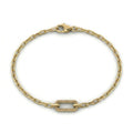 14K yellow gold paperclip chain bracelet with a pavé natural champagne diamond link