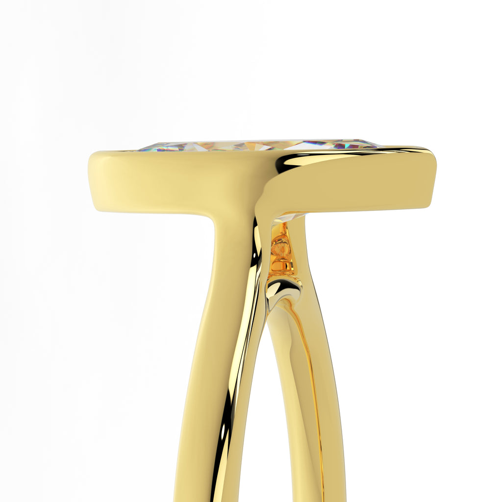 side profile marquise bezel engagement ring 14k gold