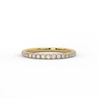2mm half eternity diamond band in solid 14K yellow gold – front view