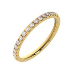 2mm half eternity diamond band in solid 14K yellow gold – angled view