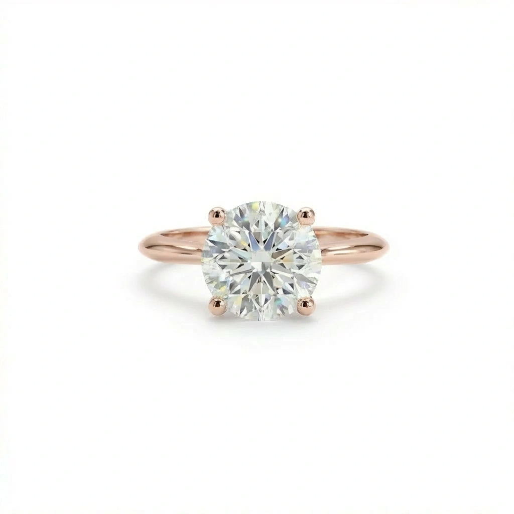 1.5ct classic round diamond solitaire engagement ring in 14K rose gold - timeless elegant design